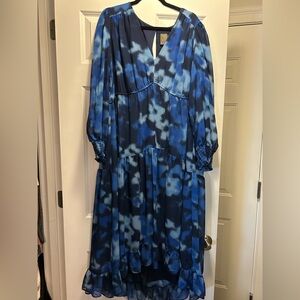 Taylor Blue Flower Long Sleeve Dress - 20